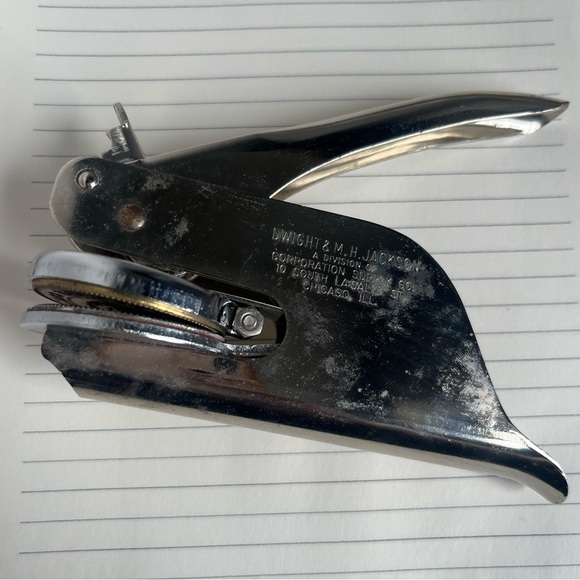 Dwight & M H Jackson Supply Co Vintage Pocket Seal Stamp Press Tool Chicago USA - Picture 2 of 8